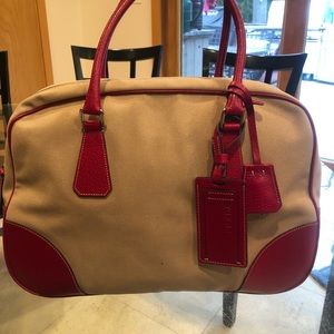 Prada canvas double handle satchel